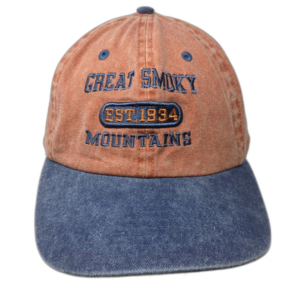 Newhattan Baseball Cap Orange Blue One Size Great Smoky Mountains Slideback Hat